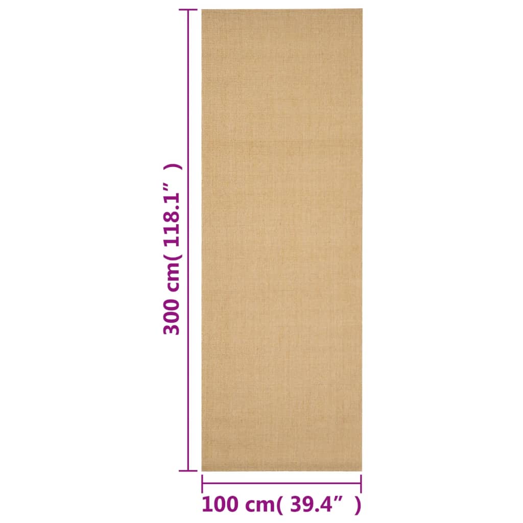 vidaXL Alfombra de sisal natural 100x300 cm