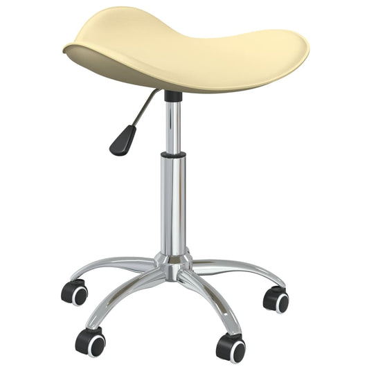 vidaXL Silla de oficina de cuero sintético color crema