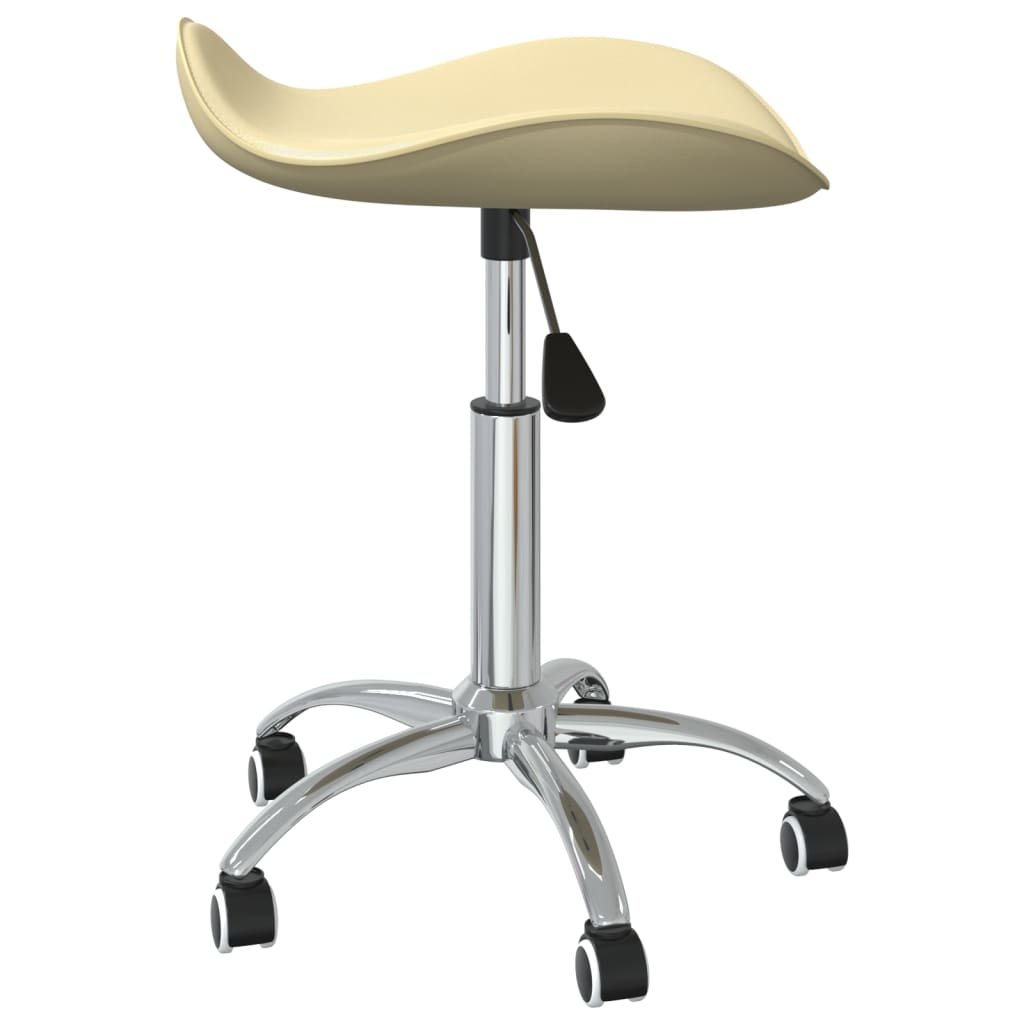 vidaXL Silla de oficina de cuero sintético color crema