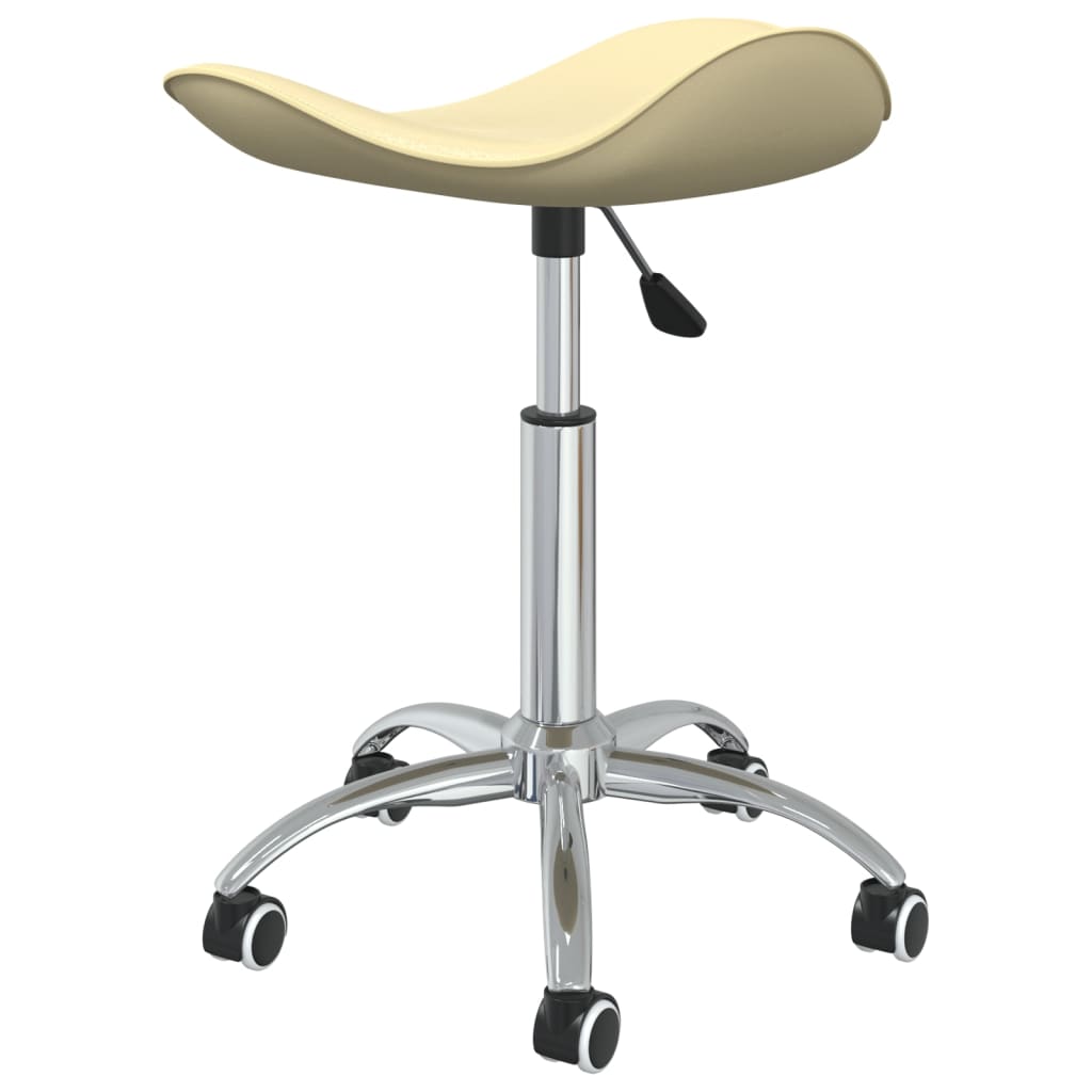 vidaXL Silla de oficina de cuero sintético color crema