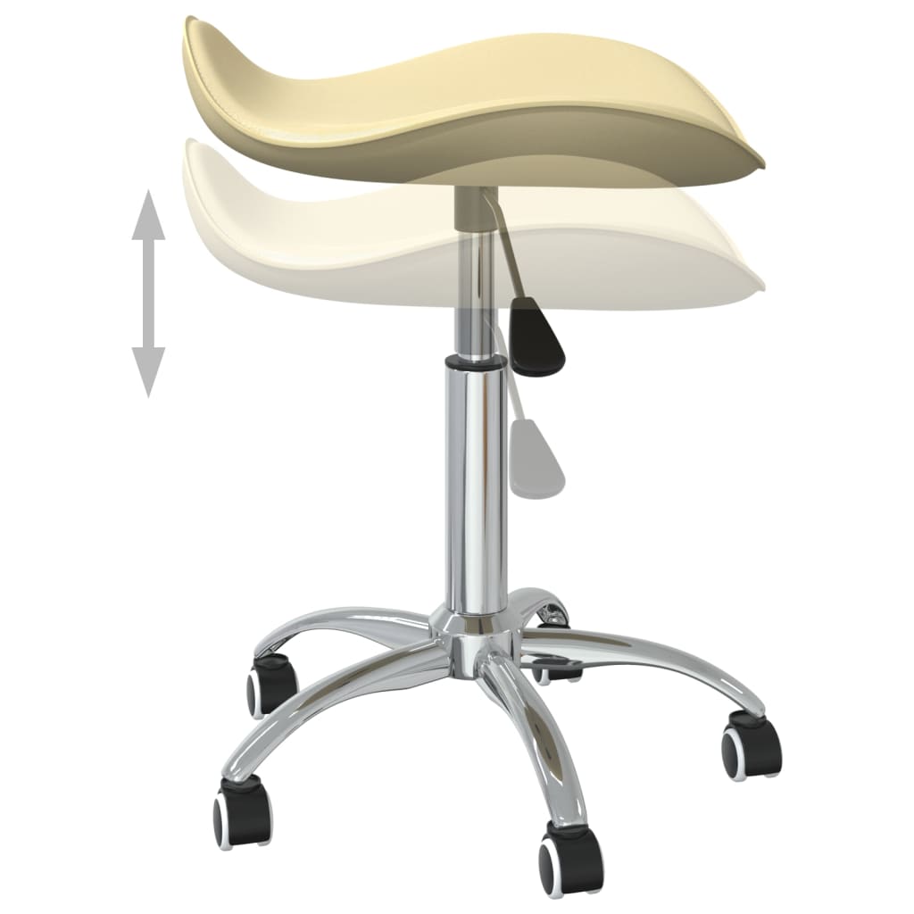 vidaXL Silla de oficina de cuero sintético color crema