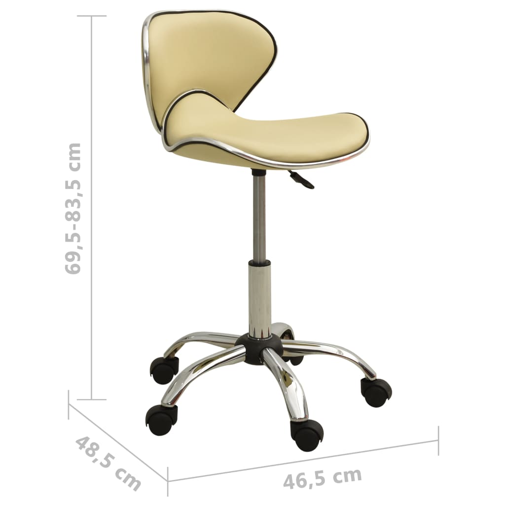 vidaXL Silla de oficina de cuero sintético crema