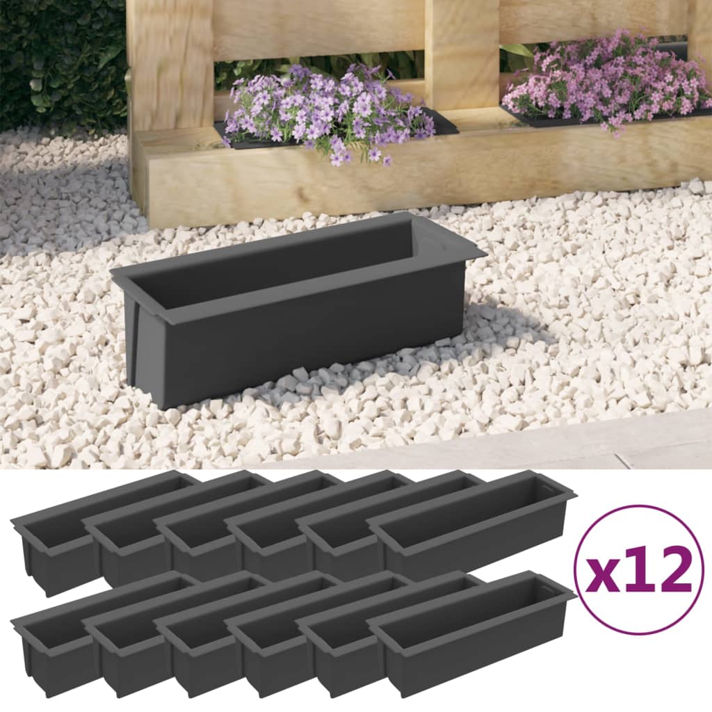 vidaXL Jardineras para europalés 12 uds PP gris 36x13,5x9,5 cm