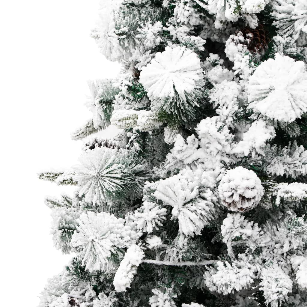 vidaXL Árbol de Navidad con nieve, luces LED y piñas PVC y PE 195 cm