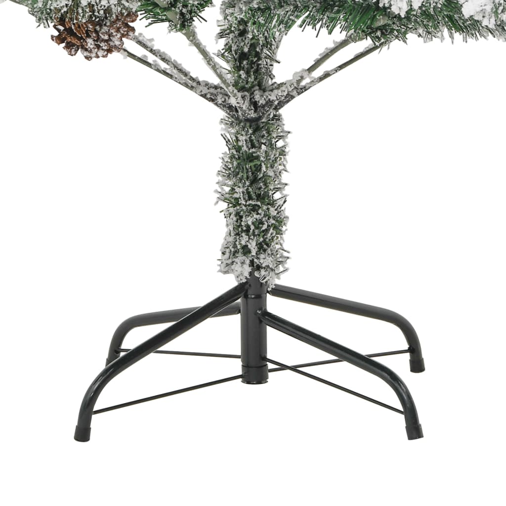 vidaXL Árbol de Navidad con nieve, luces LED y piñas PVC y PE 195 cm