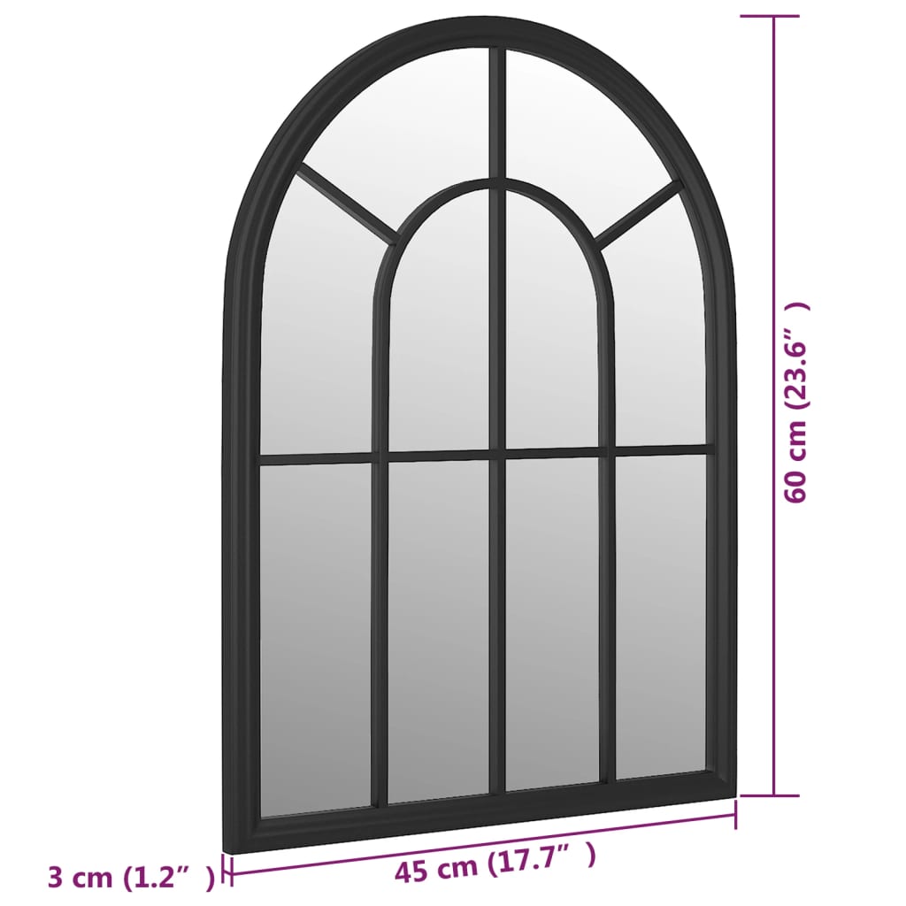 vidaXL Espejo de jardín hierro negro para exterior 60x45 cm