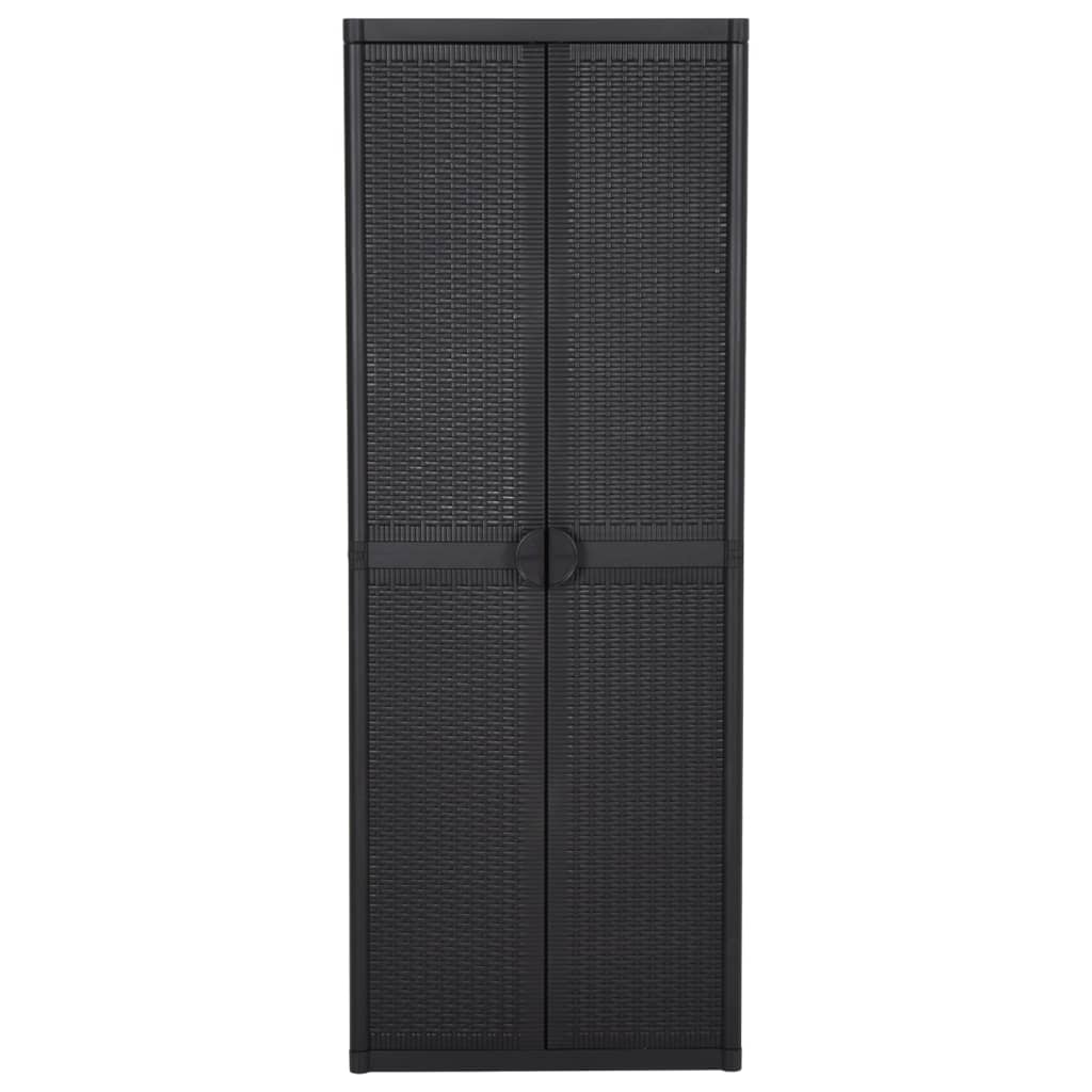 vidaXL Armario de almacenaje de jardín ratán PP negro 65x45x172 cm