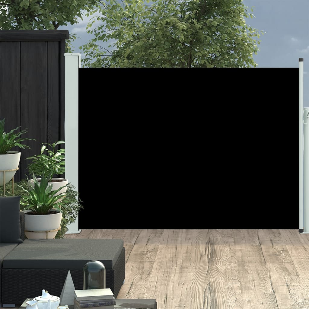 vidaXL Toldo lateral retráctil para patio negro 117x500 cm