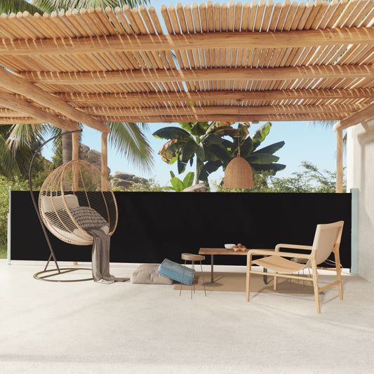 vidaXL Toldo lateral retráctil de jardín negro 117x600 cm