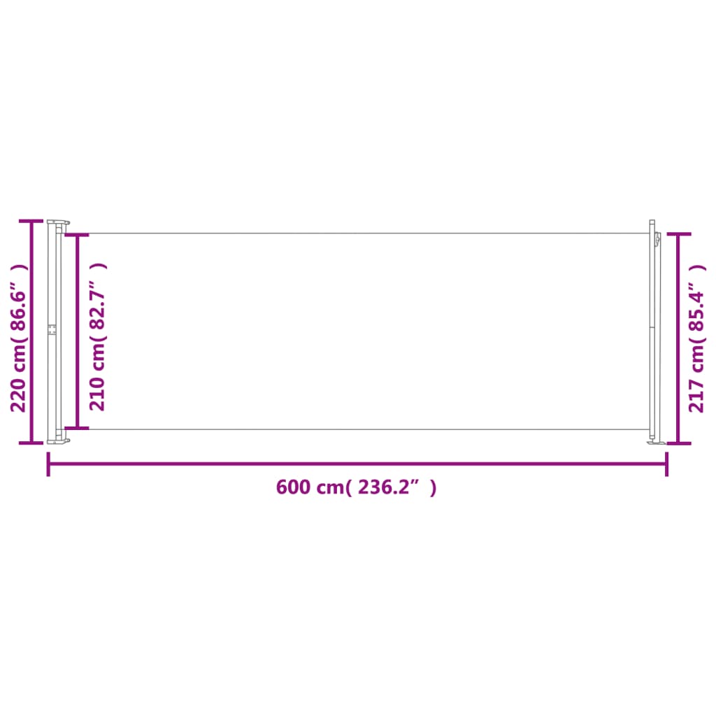 vidaXL Toldo lateral retráctil para patio rojo 220x600 cm