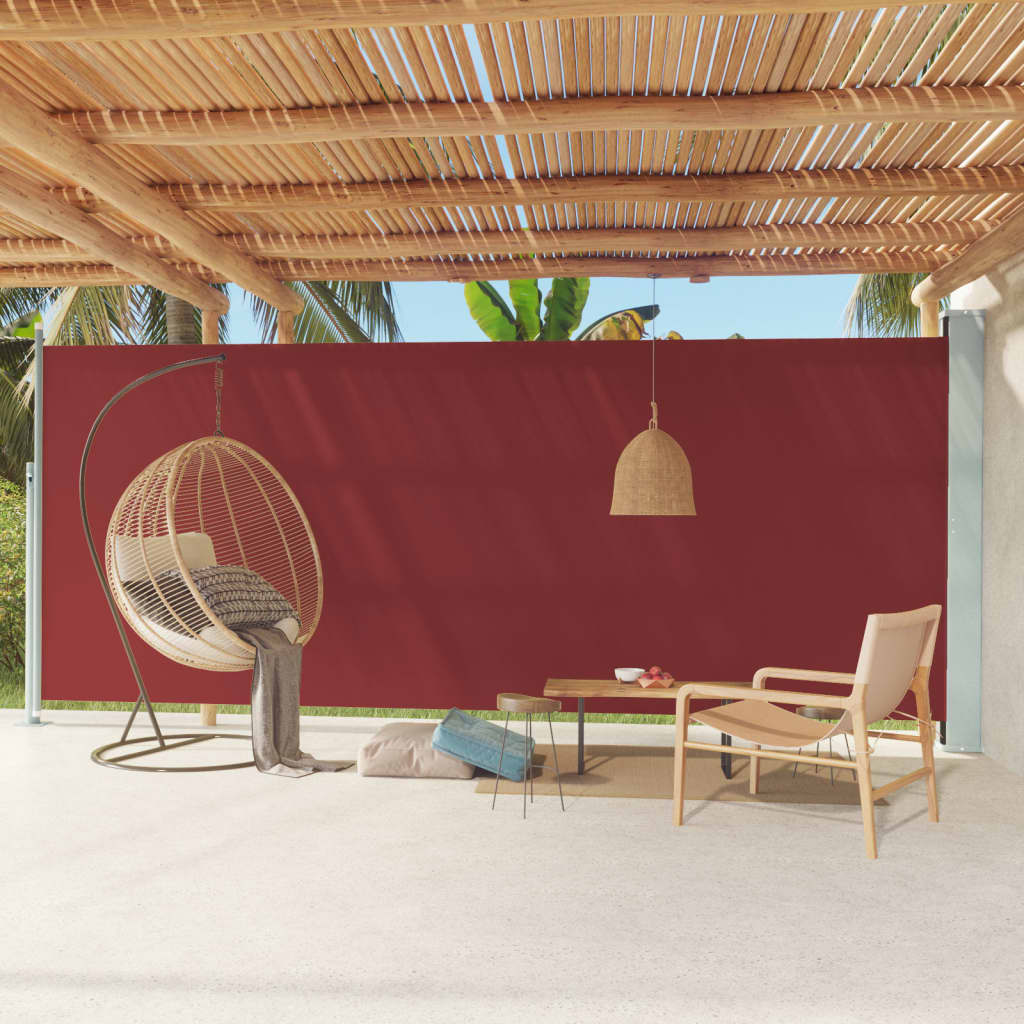 vidaXL Toldo lateral retráctil para patio rojo 220x600 cm