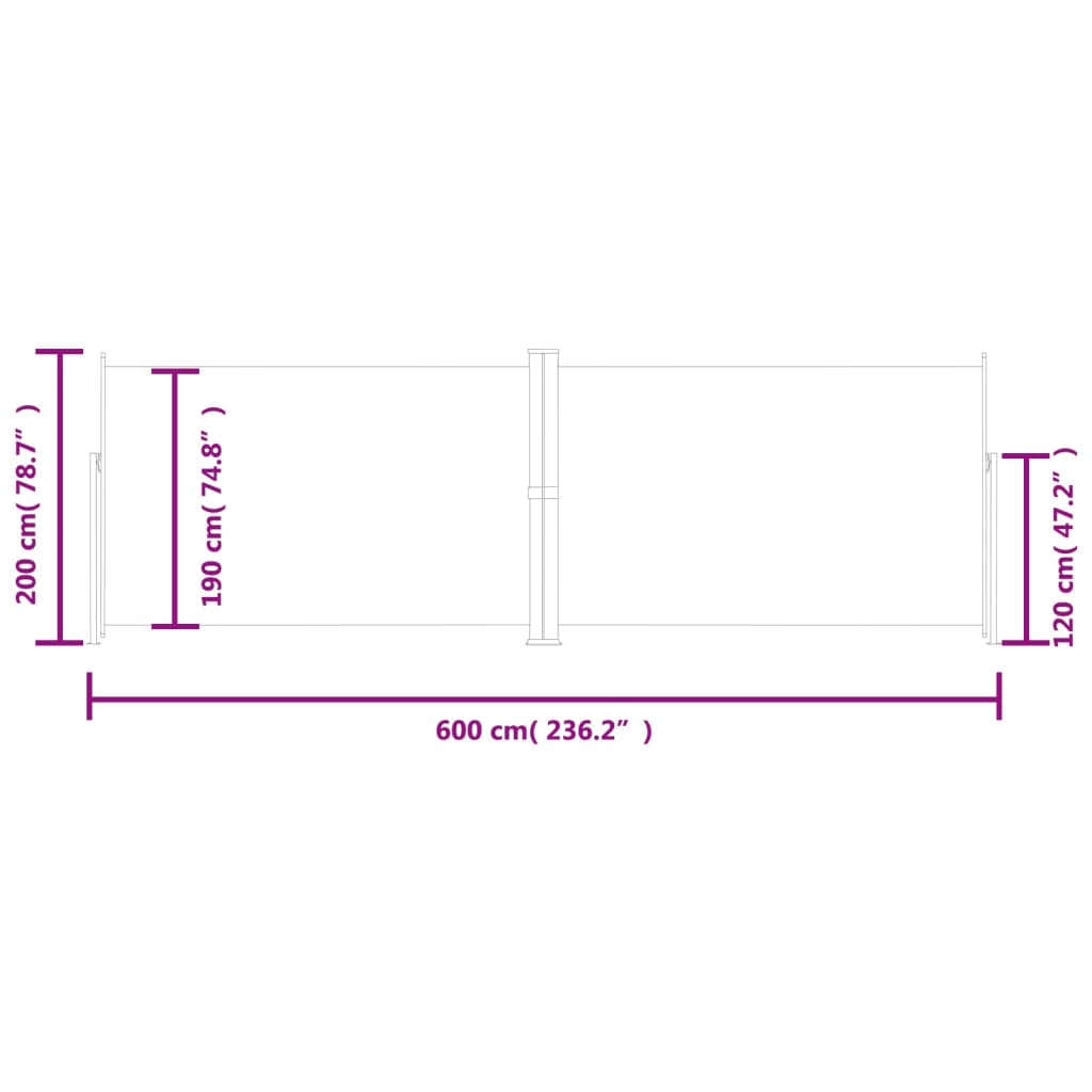 vidaXL Toldo lateral retráctil antracita 200x600 cm