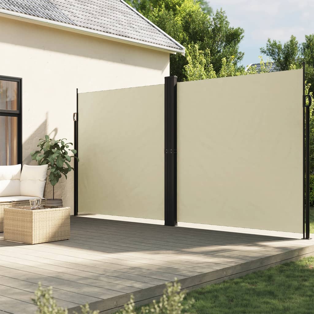 vidaXL Toldo lateral retráctil crema 220x1200 cm