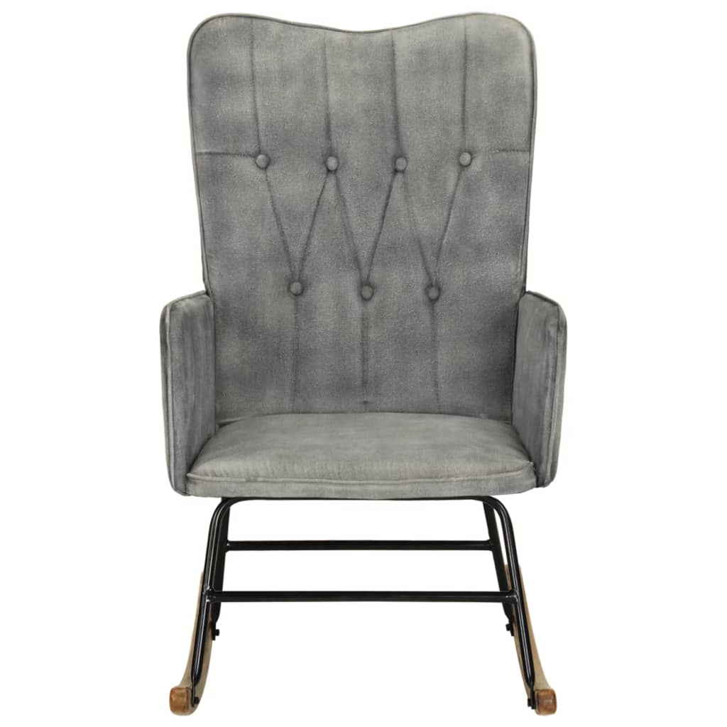 vidaXL Silla mecedora de lona vintage gris