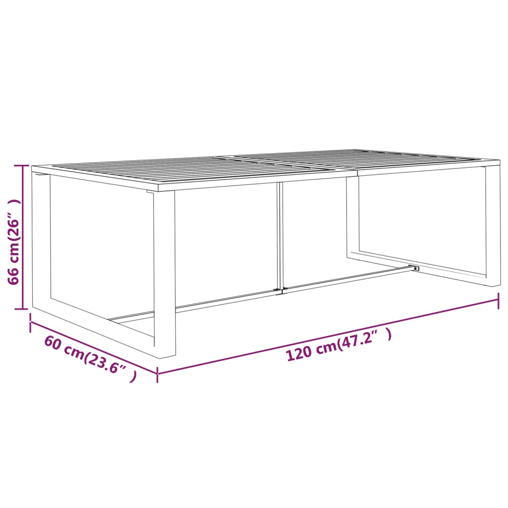 vidaXL Mesa de comedor de jardín aluminio gris antracita 120x60x66cm