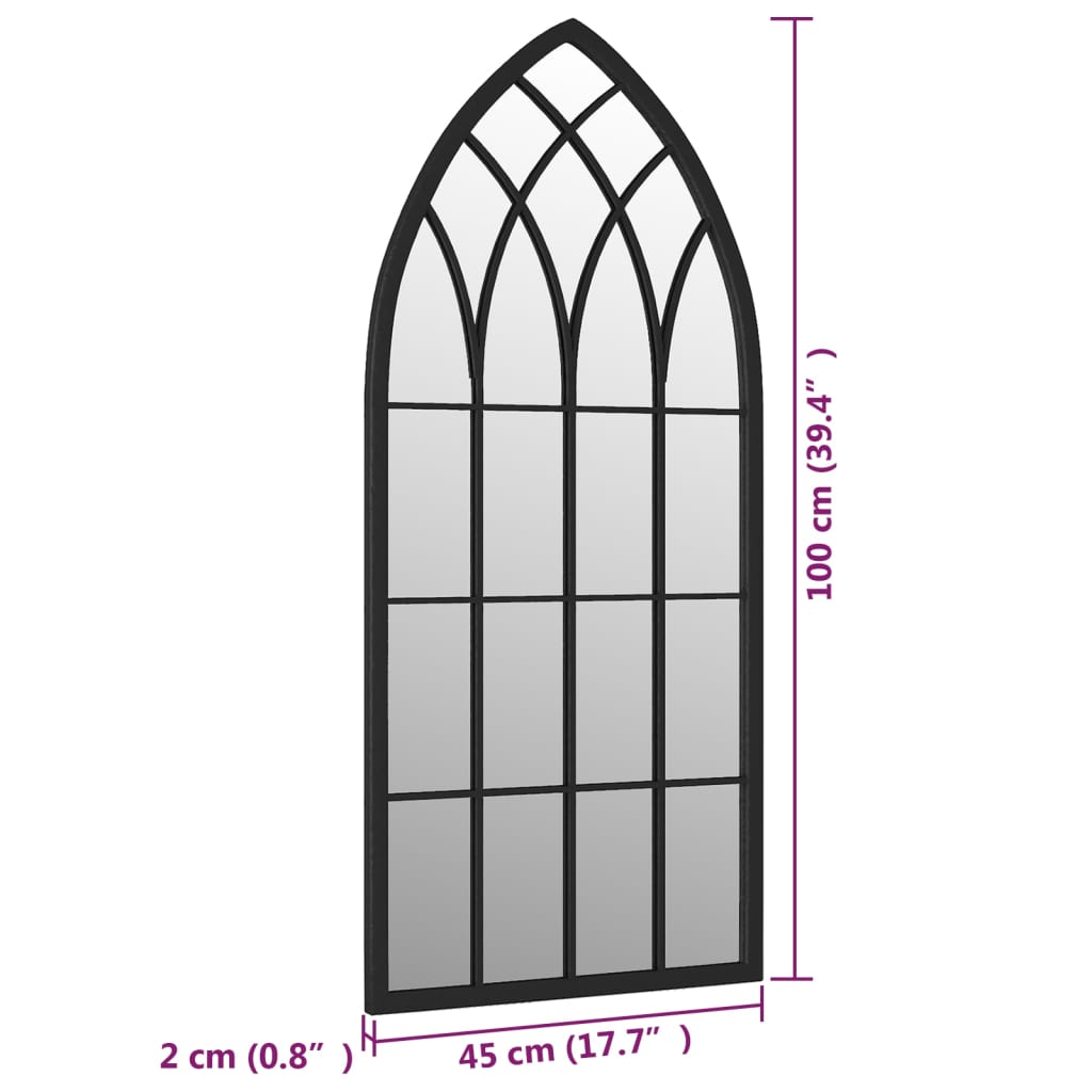 vidaXL Espejo hierro negro para uso interior 100x45 cm