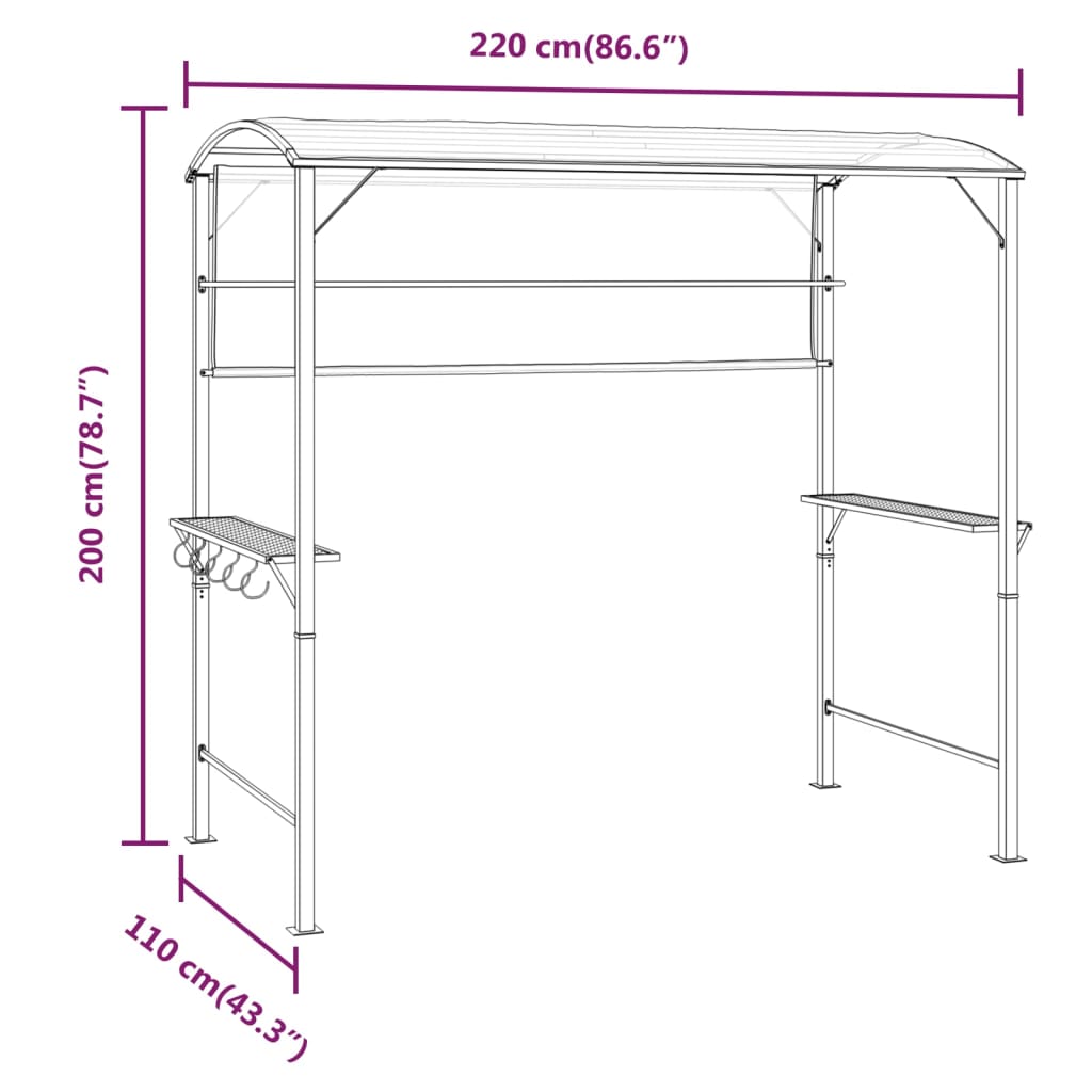 vidaXL Cenador con tejado color crema 220x110x200 cm