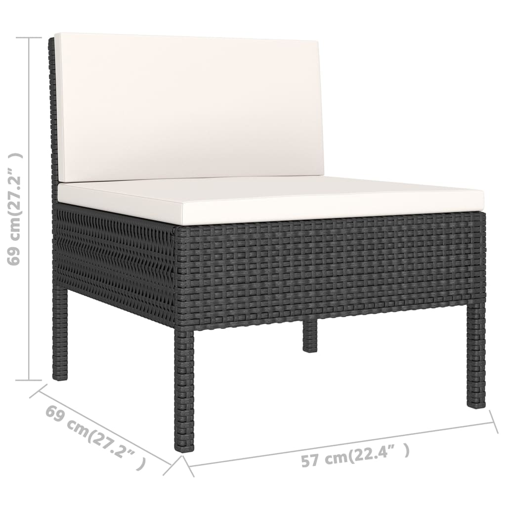 vidaXL Set de muebles de jardín 9 pzas cojines ratán sintético negro