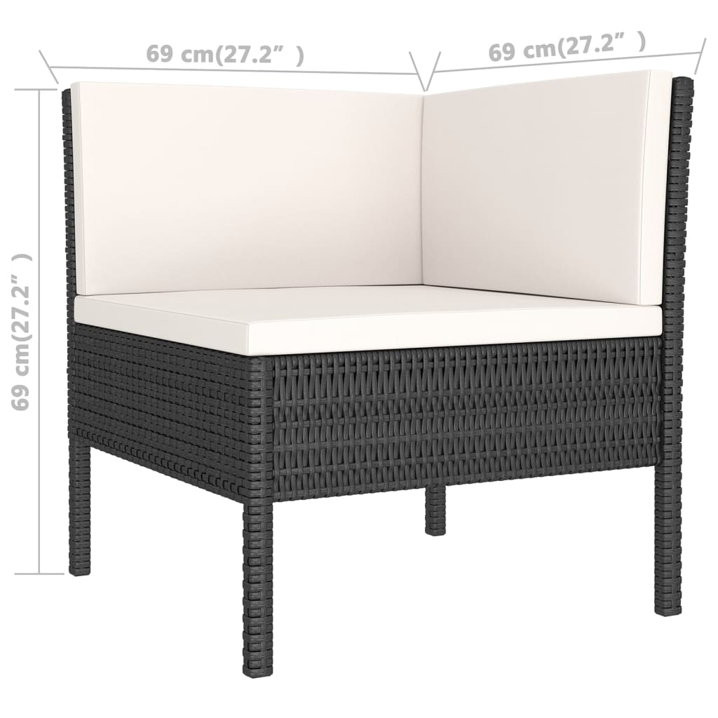 vidaXL Set de muebles de jardín 9 pzas cojines ratán sintético negro