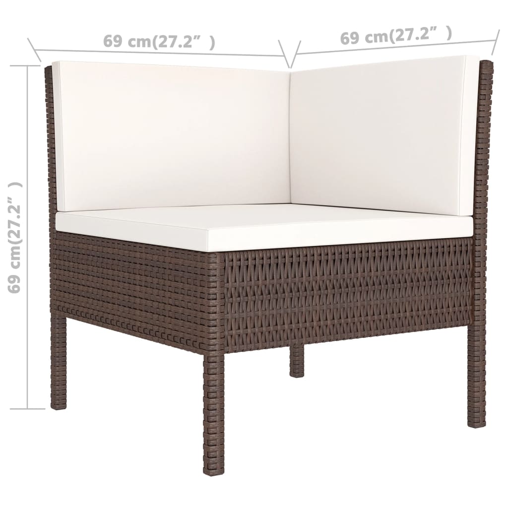 vidaXL Set muebles de jardín 11 pzas y cojines ratán sintético marrón