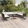 vidaXL Set muebles de jardín 11 pzas y cojines ratán sintético marrón