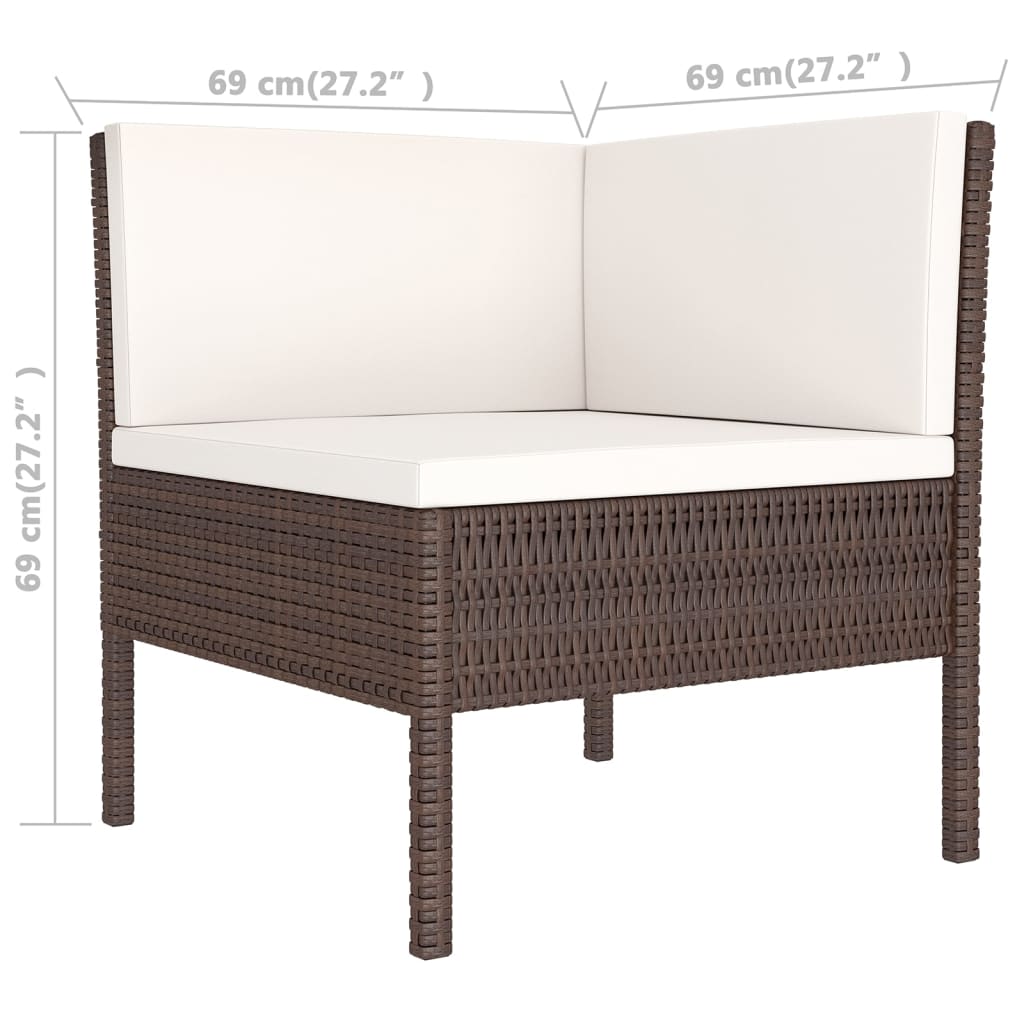 vidaXL Set muebles de jardín 12 pzas y cojines ratán sintético marrón