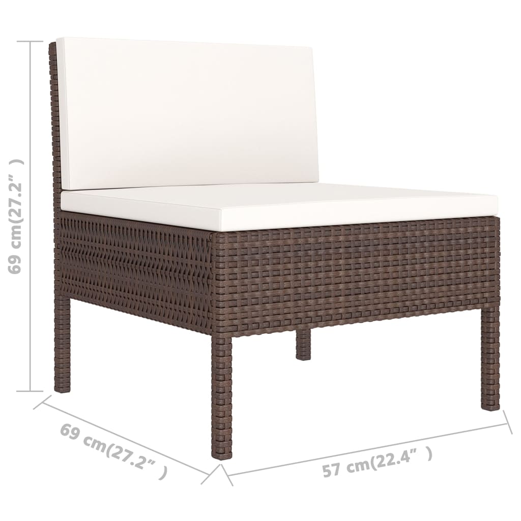 vidaXL Set muebles de jardín 14 pzas y cojines ratán sintético marrón