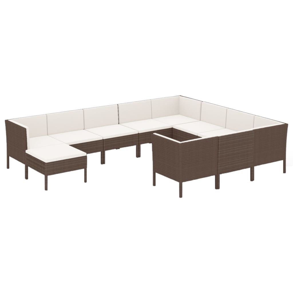 vidaXL Set muebles de jardín 11 pzas y cojines ratán sintético marrón