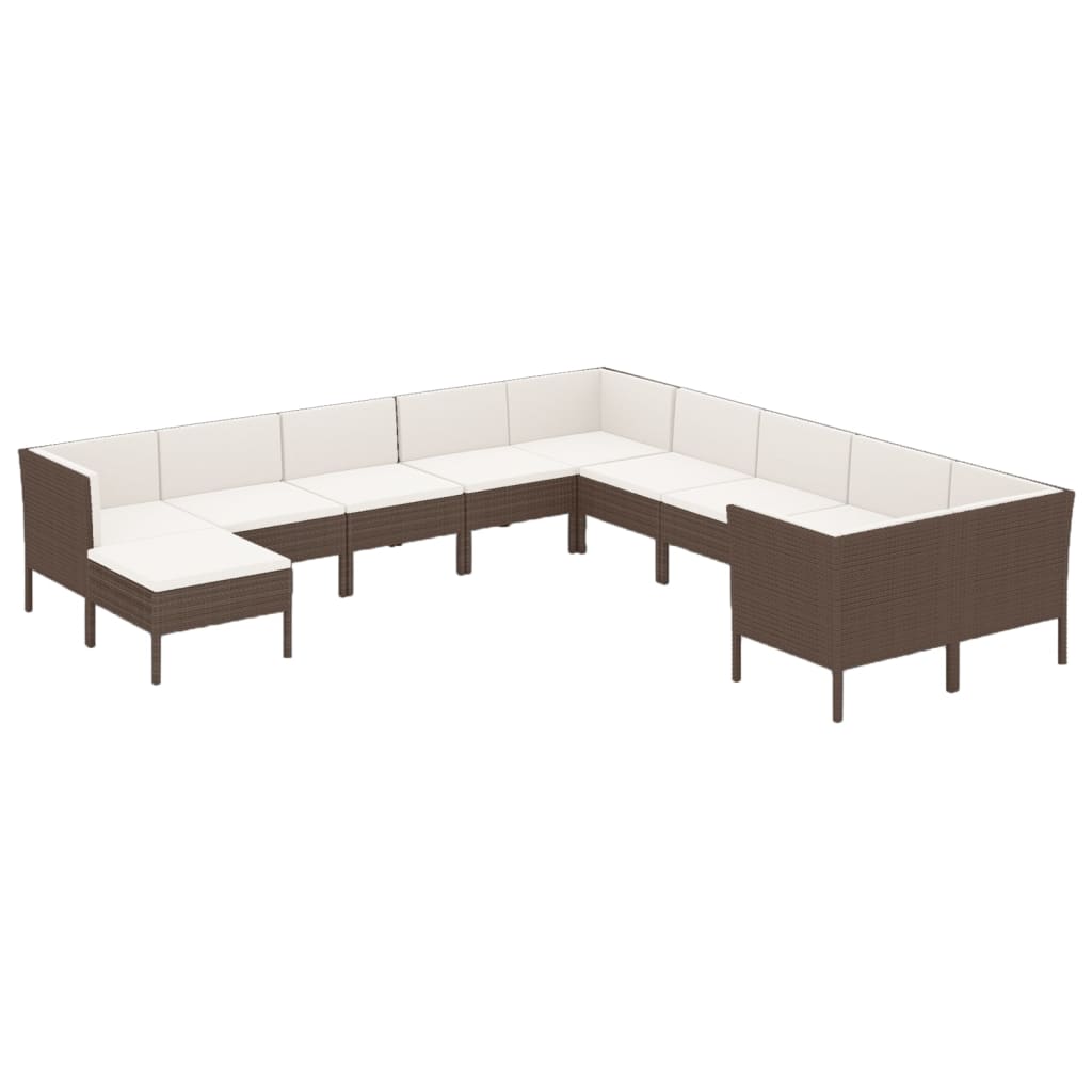 vidaXL Set muebles de jardín 11 pzas y cojines ratán sintético marrón