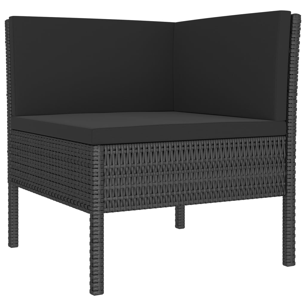 vidaXL Set muebles de jardín 12 pzas y cojines ratán sintético negro