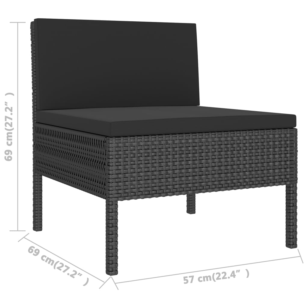 vidaXL Set muebles de jardín 12 pzas y cojines ratán sintético negro