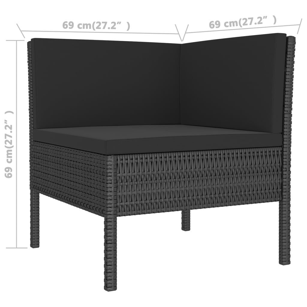 vidaXL Set muebles de jardín 12 pzas y cojines ratán sintético negro