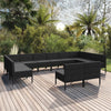 vidaXL Set muebles de jardín 12 pzas y cojines ratán sintético negro