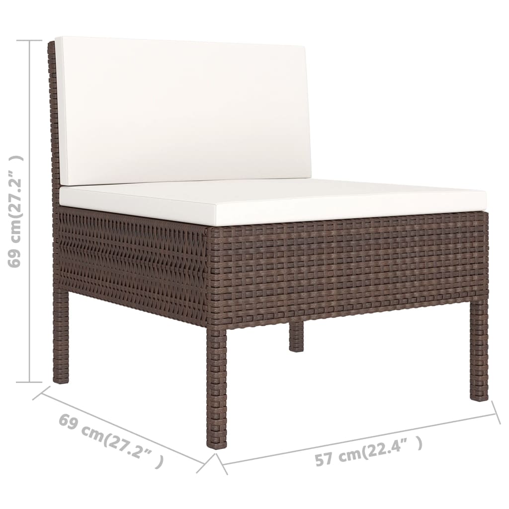 vidaXL Set muebles de jardín 12 pzas y cojines ratán sintético marrón