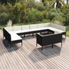 vidaXL Set muebles de jardín 12 pzas y cojines ratán sintético negro