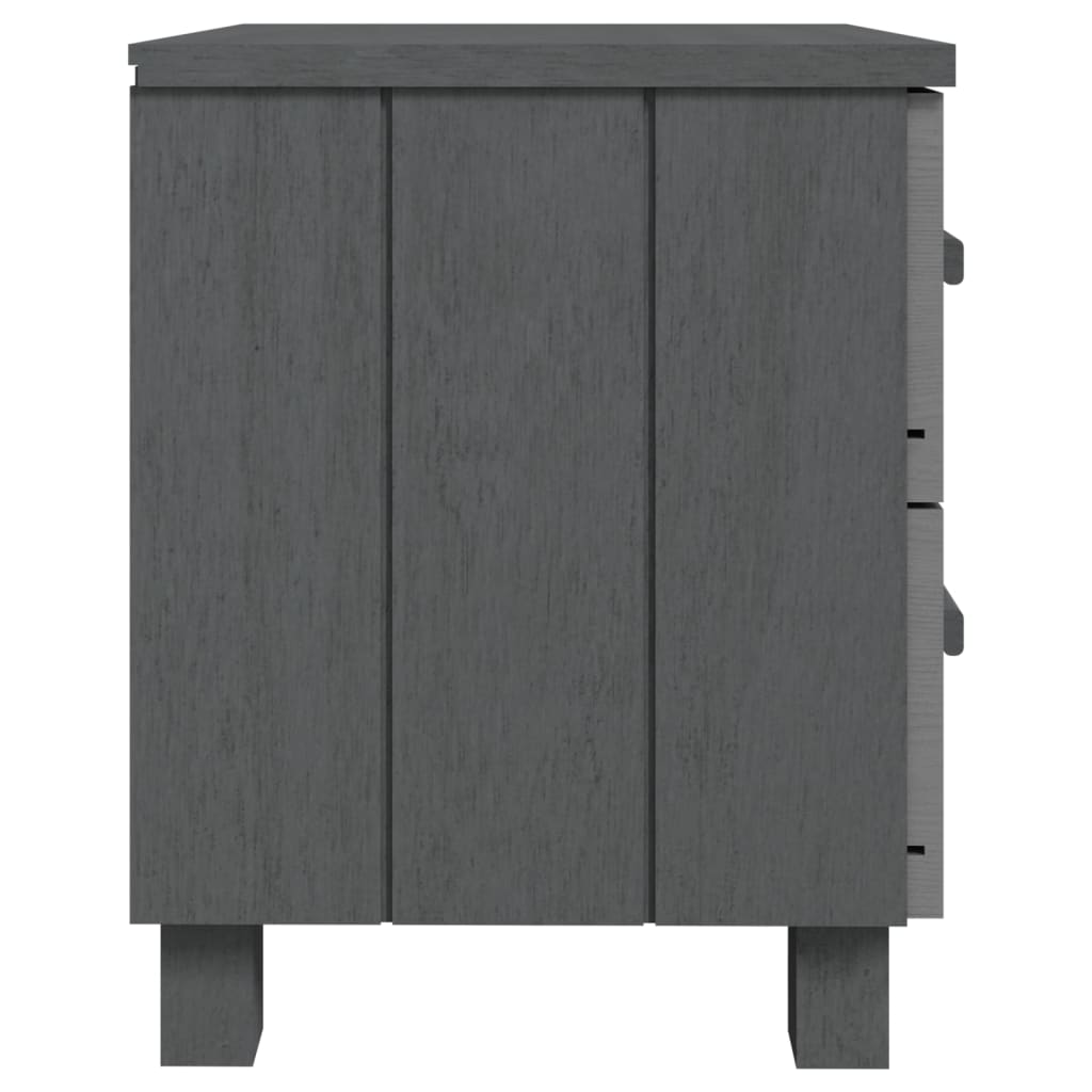 vidaXL Mesitas noche 2 uds HAMAR pino macizo gris oscuro 40x35x44,5 cm