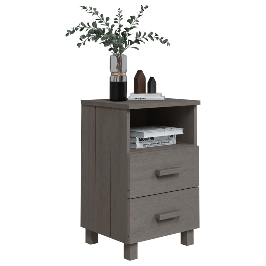 vidaXL Mesita de noche HAMAR madera pino maciza gris claro 40x35x62 cm