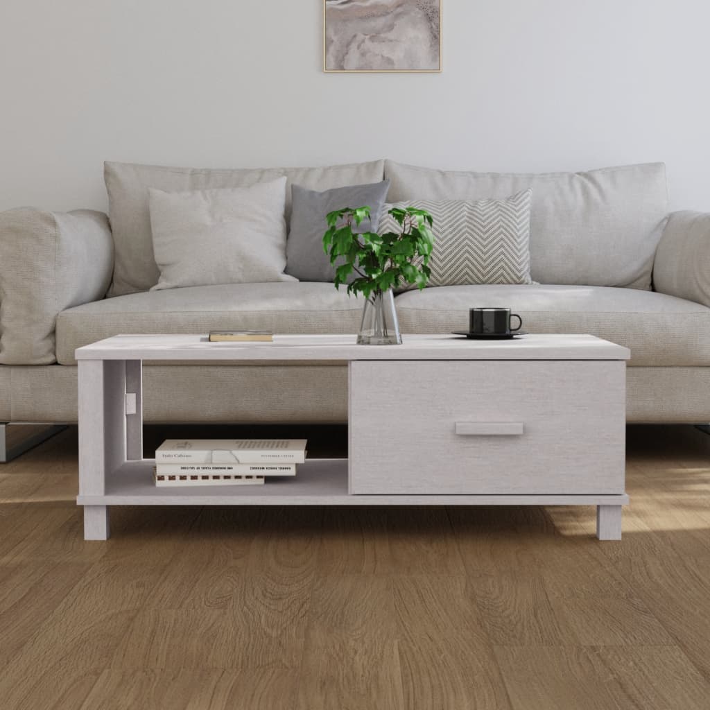 vidaXL Mesa de centro HAMAR madera maciza de pino blanco 100x55x35 cm