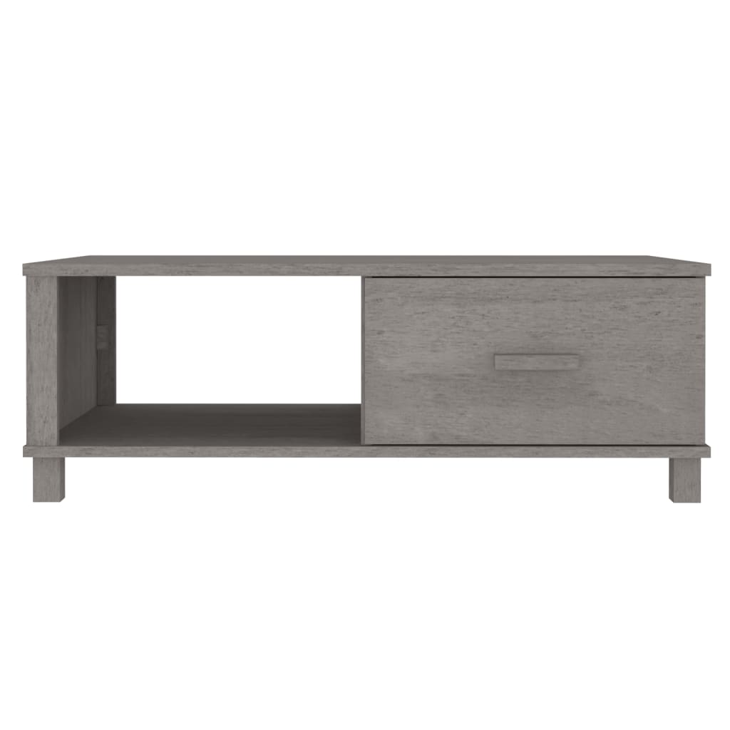 vidaXL Mesa de centro HAMAR madera maciza pino gris claro 100x55x35 cm