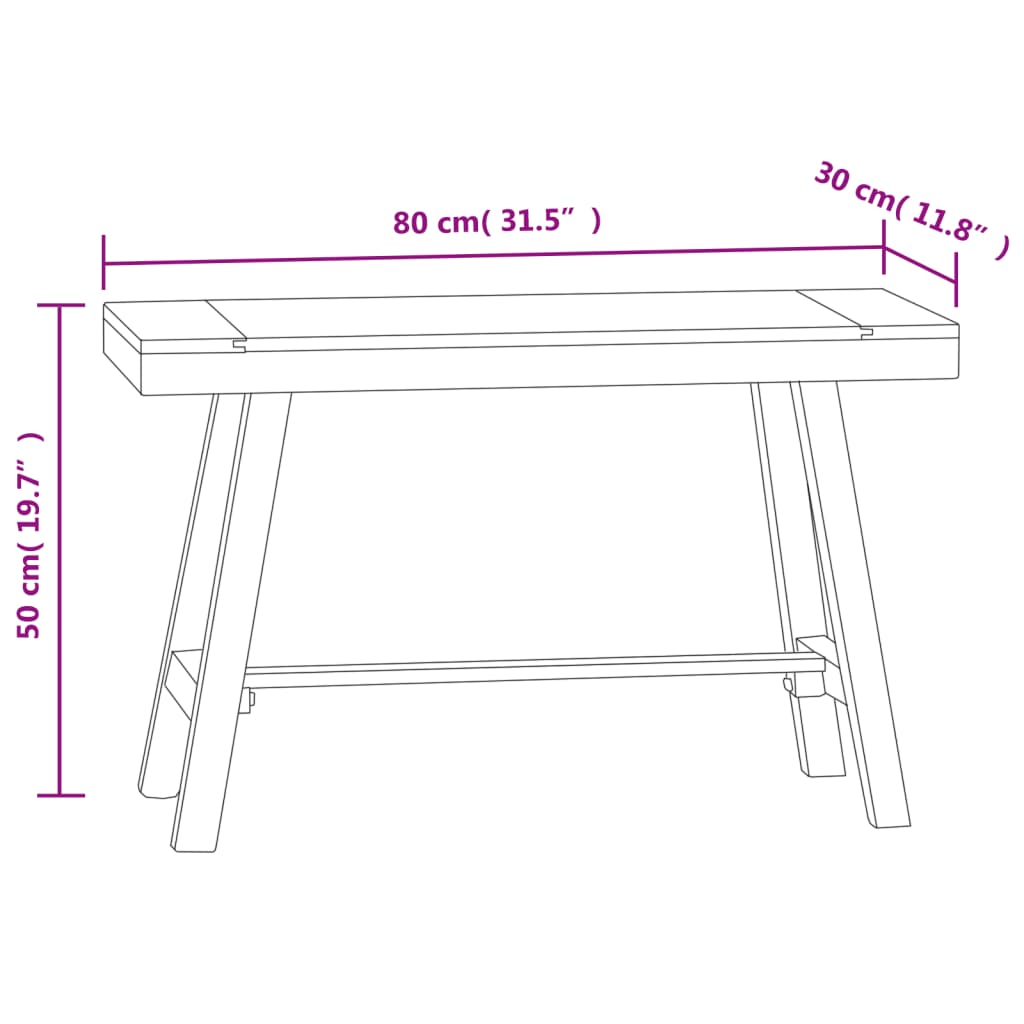 vidaXL Banco de madera maciza de teca 80 cm