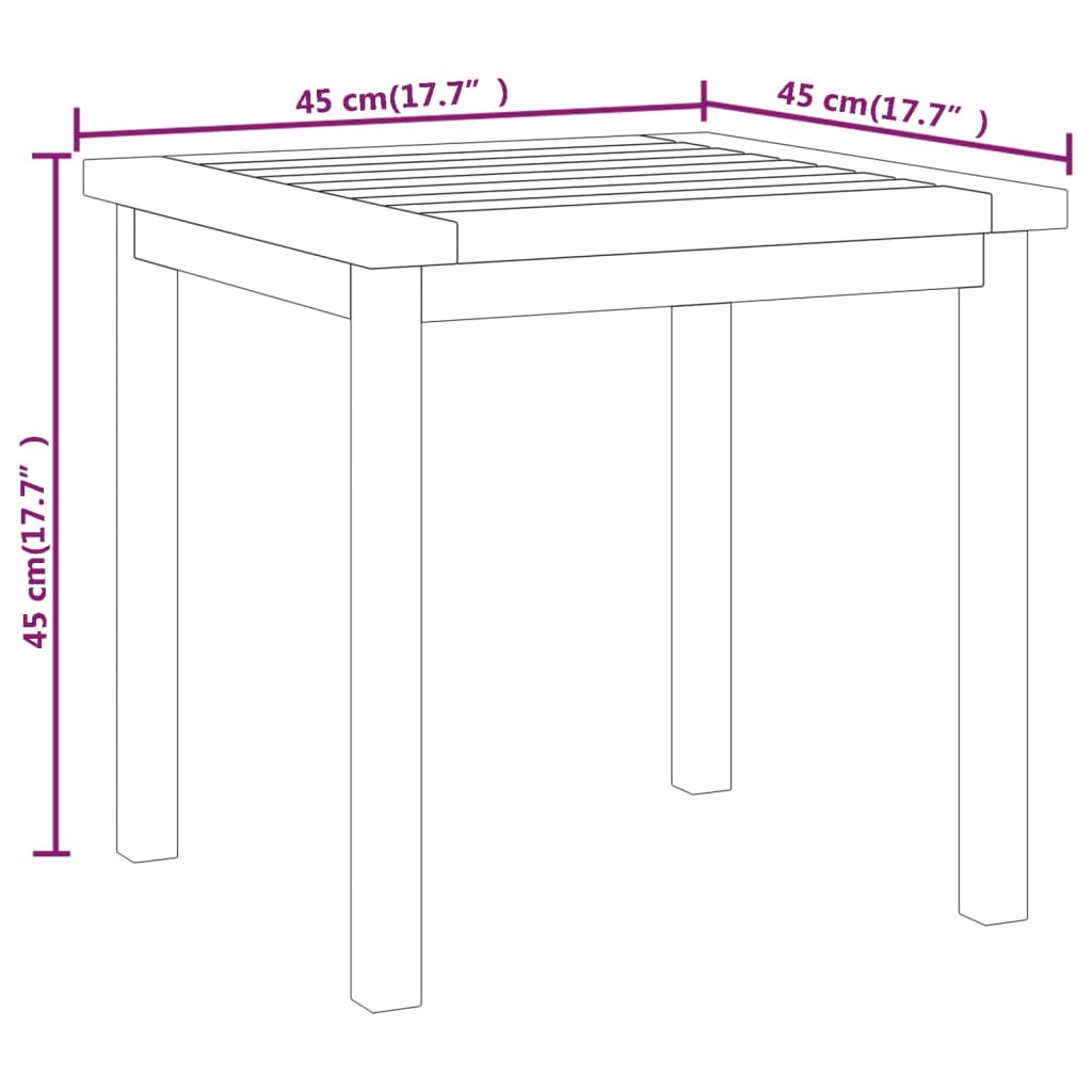 vidaXL Mesa auxiliar de madera maciza de teca 45x45x45 cm