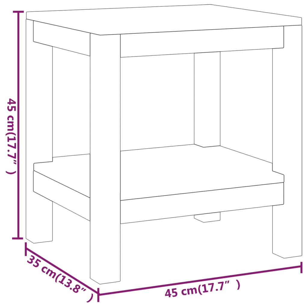 vidaXL Mesa auxiliar de baño madera maciza de teca 45x35x45 cm