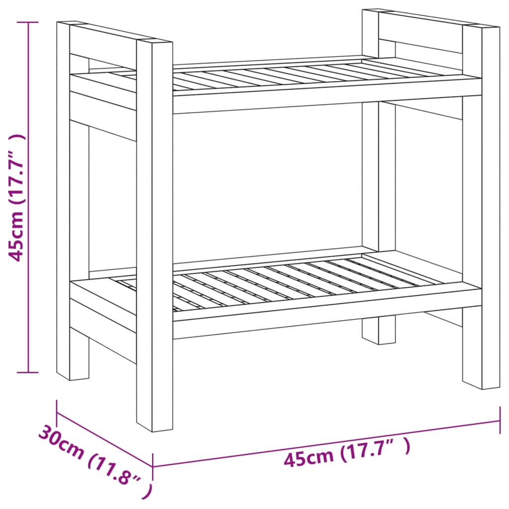 vidaXL Mesa auxiliar de baño madera maciza de teca 45x30x45 cm