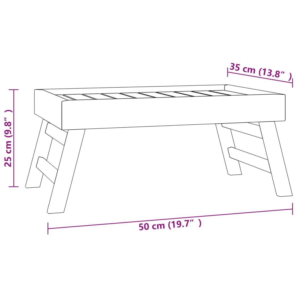 vidaXL Bandeja plegable madera maciza de teca 55x35x25 cm