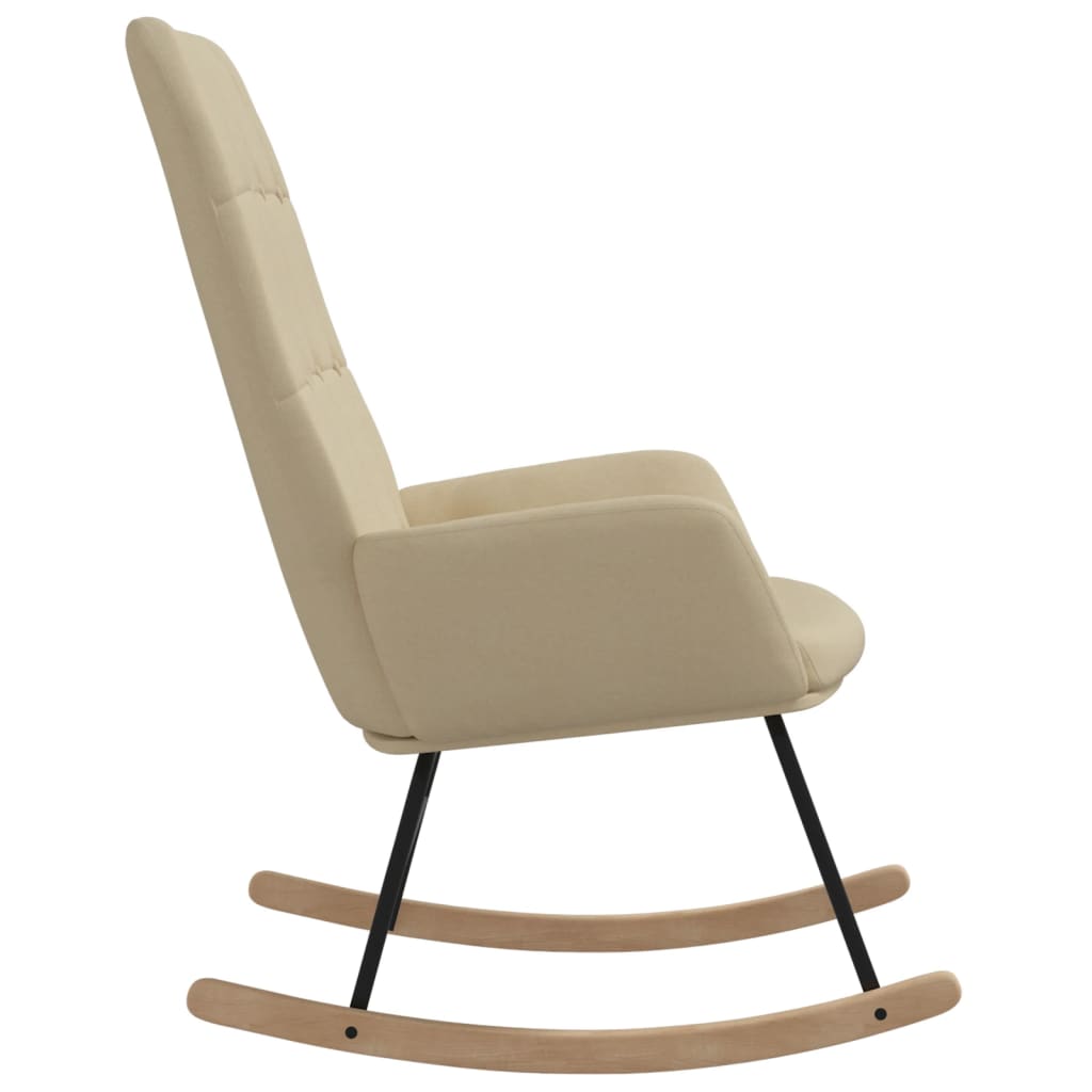 vidaXL Silla mecedora de tela color crema