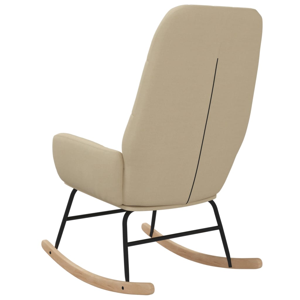 vidaXL Silla mecedora de tela color crema