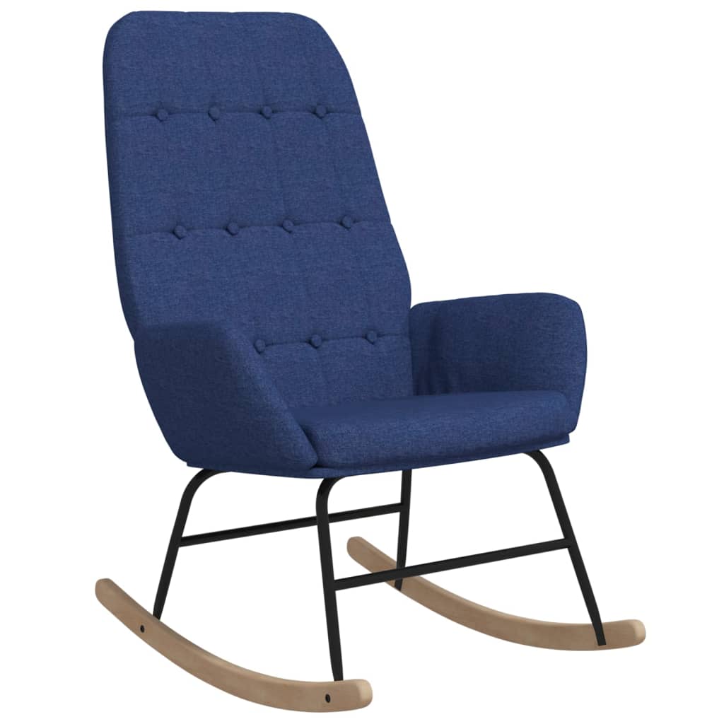 vidaXL Silla mecedora de tela azul