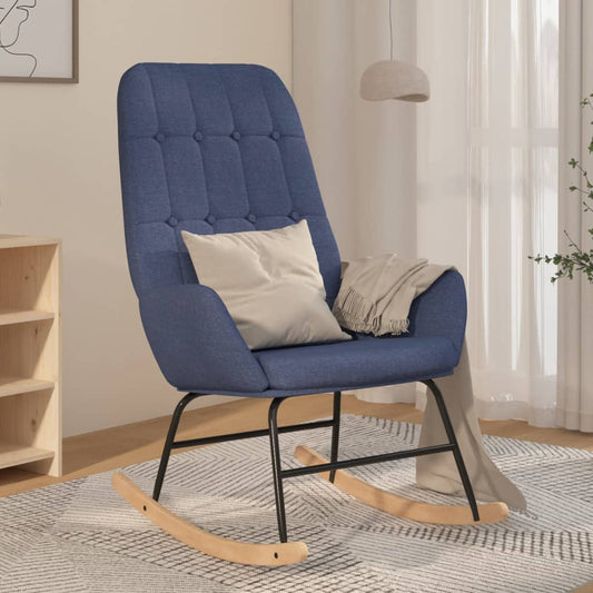 vidaXL Silla mecedora de tela azul