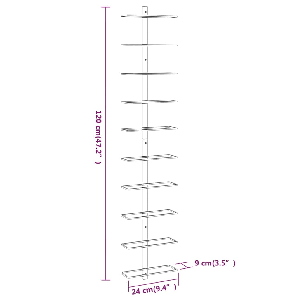 vidaXL Botellero de pared para 10 botellas 2 unidades metal blanco