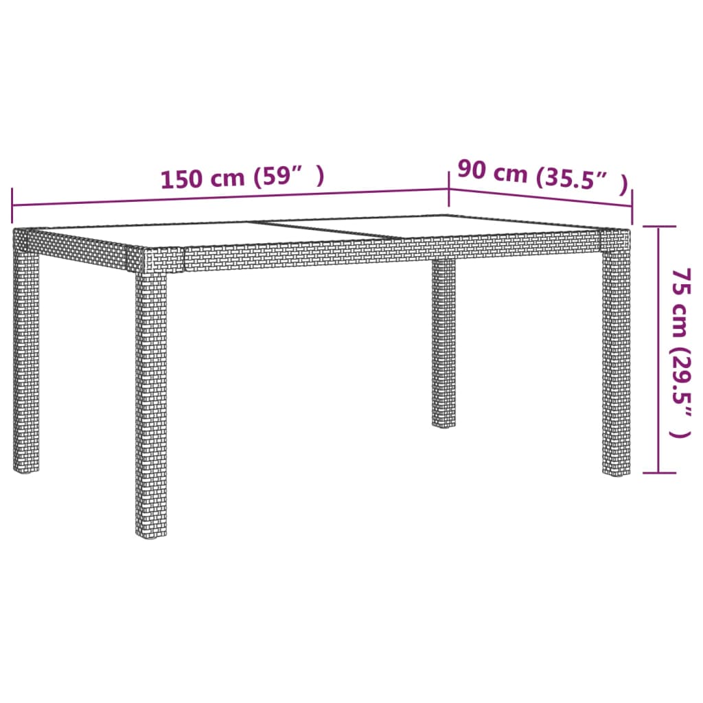 vidaXL Set de comedor de jardín 5 pzas y cojines ratán sintético gris